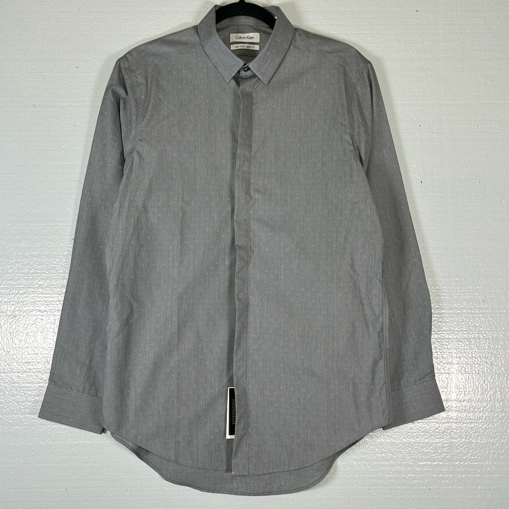 Calvin Klein Grey Men's Slim Fit Non Iron Stretch Dress‎ Shirt 15 1/2 NWT